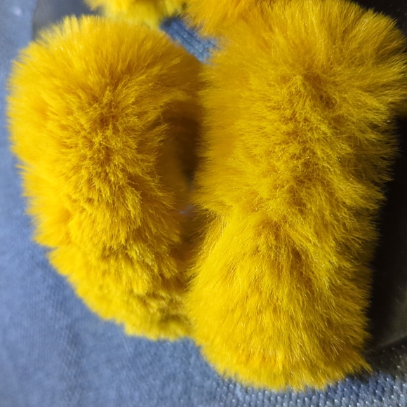 Black and Furry Yellow Sandals - Picture 2 of 3